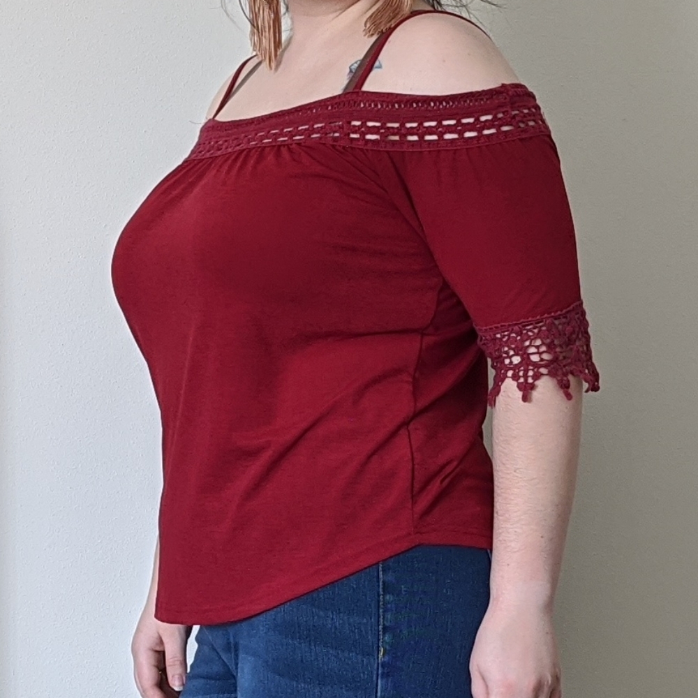 Off-Shoulder Embroidered Cutout Top